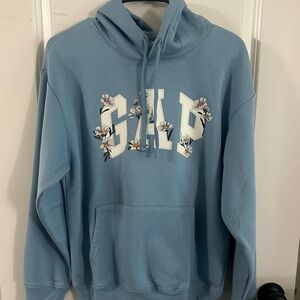 GAP women’s Blue Floral Logo Hoodie